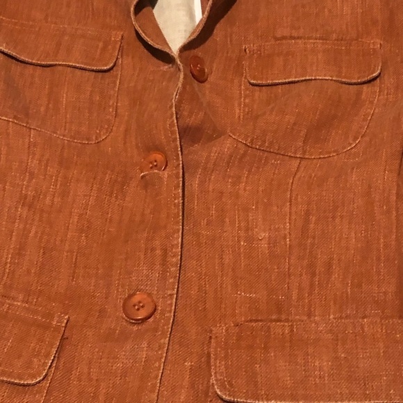 KENNETH COLE REACTION size 14 rusty orange linen mandarin color pockets - Picture 3 of 16